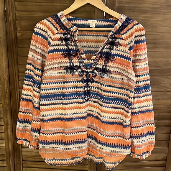 J.Crew multicolored v-neck blouse - Picture 1 of 10